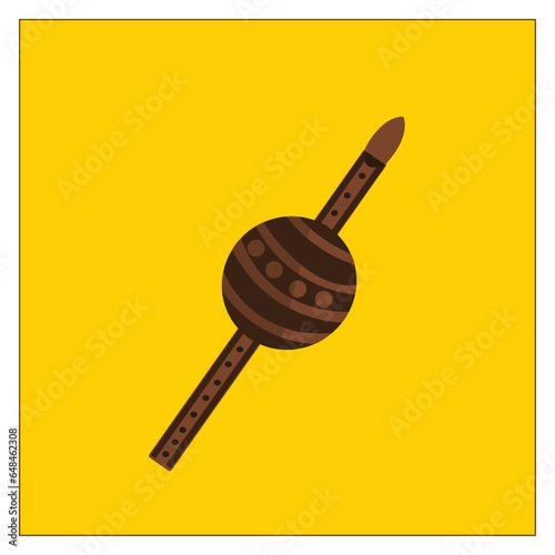 Vector illustration of Indian musical instrument played by snake charmer called Wooden Tamer Flute or Been.
