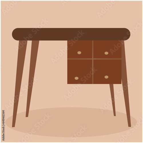 Vector illustration of Wooden Table for school desks or office furniture.

