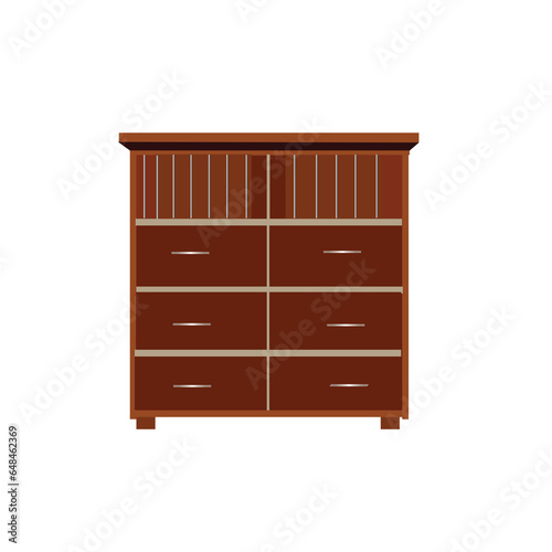 Vector illustration of dark brown Wooden Cupboard. 