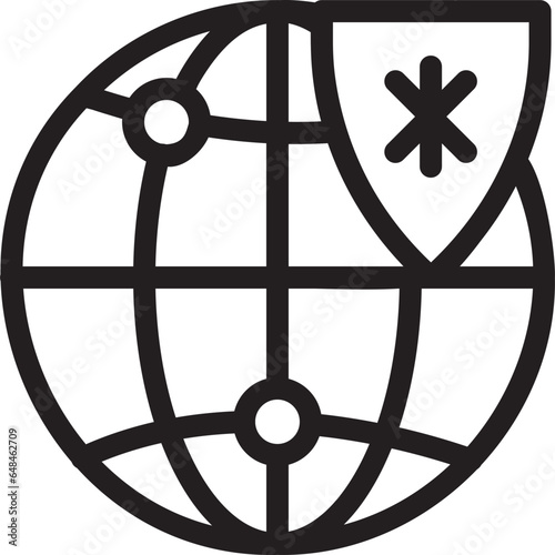 Global protection basic black line icon