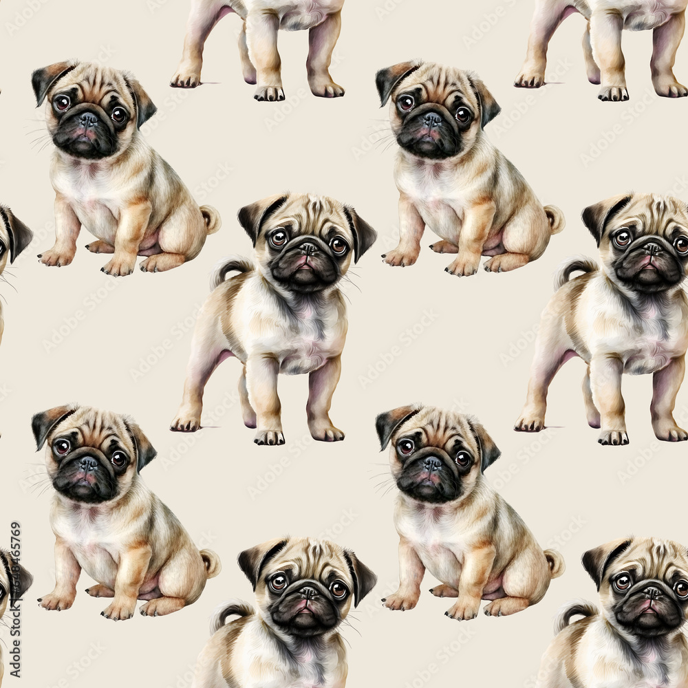 Fototapeta premium puppy Dog seamless pattern, generated ai