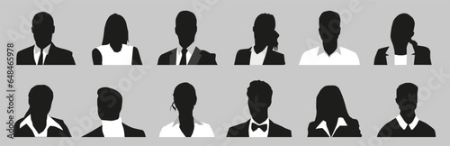 Businessmen and businesswoman. Silhouettes of business men and women. Vector illustration.