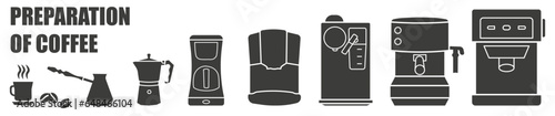 Coffee maker icons set. Outline set of coffee maker vector icons for web design isolated on white background.