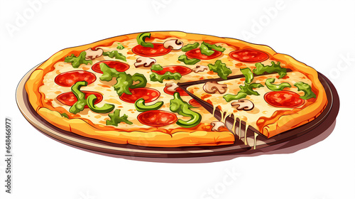 Hand drawn cartoon delicious pizza illustration 