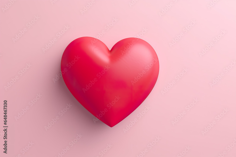 Red heart on a pink background. 