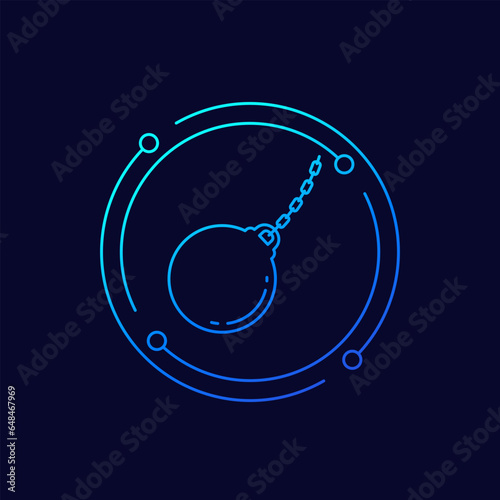 wrecking ball icon, linear design