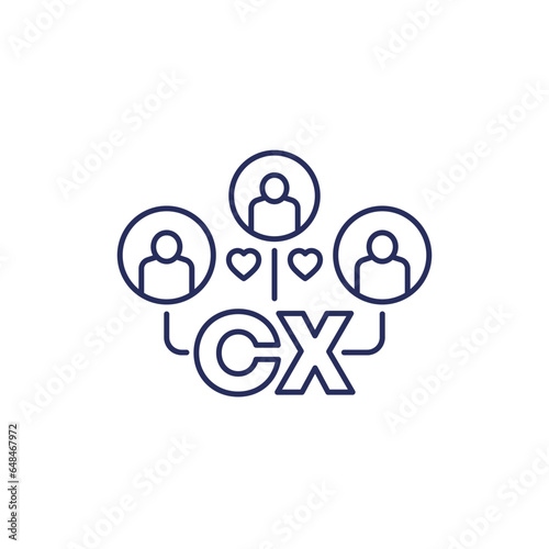 CX, Customer experience line icon on white