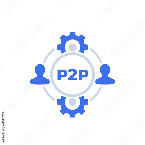 p2p icon, peer-to-peer economy vector