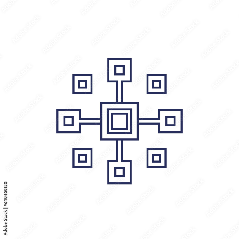 cluster icon on white, complicated array line vector
