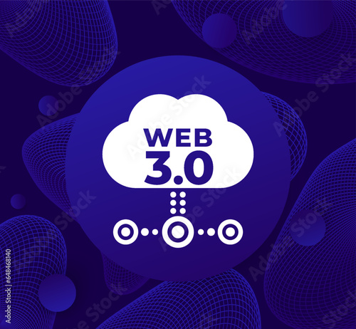 Web 3.0 or Web3 vector icon with cloud