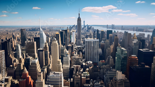 From a drone's vantage point, visualize New York City's sprawling cityscape