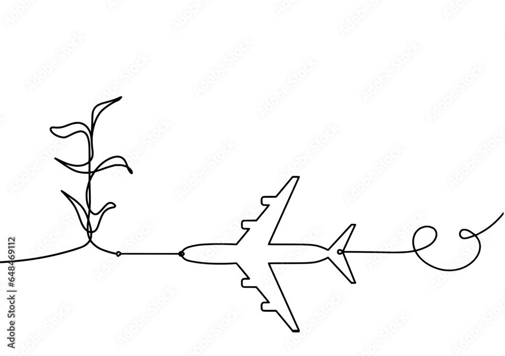 Abstract sprout with paper plane as line drawing on the white background. Vector Abstract sprout with paper plane as line drawing on the white background. Vector