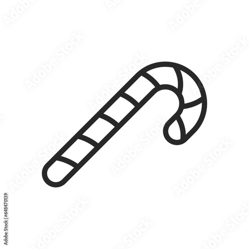 Candy cane Icon. Vector Outline Editable Isolated Sign of a Classic Striped Christmas Candy Symbolizing Festive Holidays and Sweet Tradition.