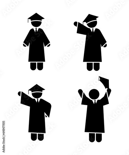 stick figure and stickman vector silhouette illstration, Graduate, Ceremony, Diploma
