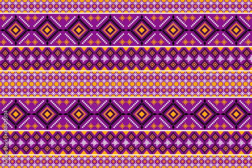 Abstract ethnic pattern, seamless floral, ikat work, geometric shapes, Indian tribal pattern, tulki purple white yellow black for textiles prints rugs cushions bed sheets.