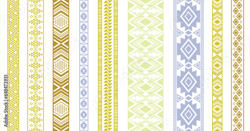 Embroidery ribbon vector patterns, lace seamless border, fashion edge stripes.