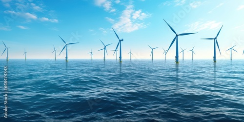 Wind turbines in the sea, a symbol of harnessing nature for power.