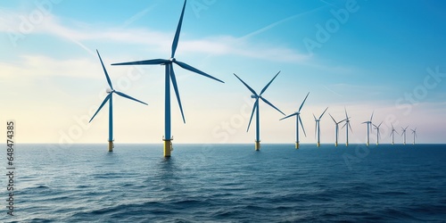 Wind turbines adorning the sea, a transformation of natural forces into power.