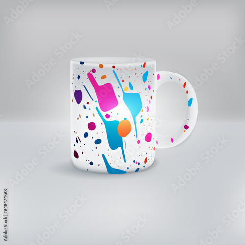 Vector colorful ceramic realistic mug