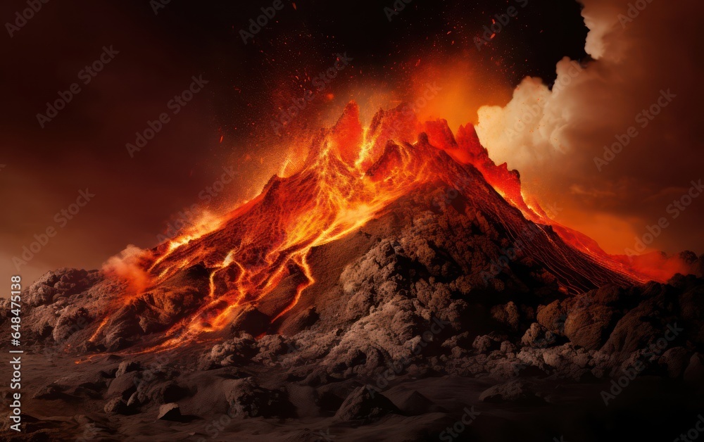 Intense Moment, Volcano Eruption in Progress