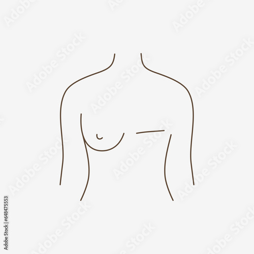 Icon Woman after mastectomy. Breast cancer. Vector illustration.