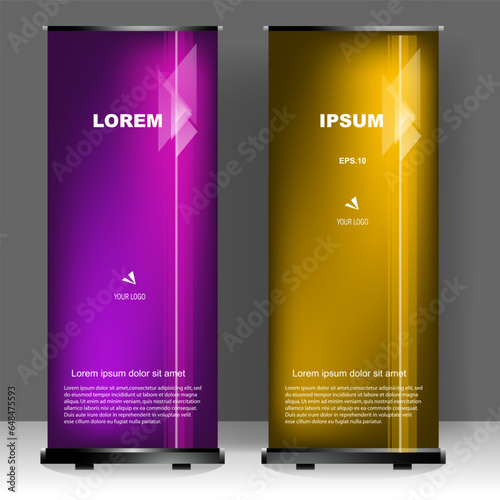 Business Roll up banner vertical template design. technology concept. for brochure, business, flyer, infographics. modern x-banner and flag-banner advertising. vector illustration