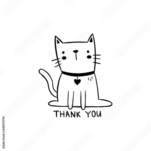 vector image of a cute cat with a heart collar