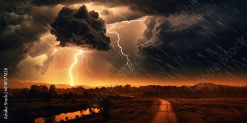 Awe Inspiring Scene, Lightning and Thunder in Thunderstorm, Natural Disaster Unveiled