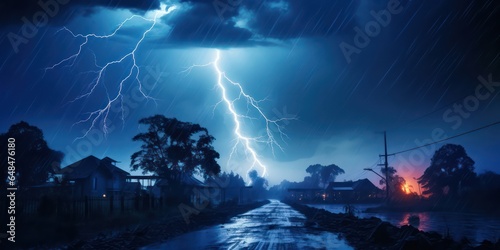Raw Power, Lightning Thunder amidst Thunderstorm, a Natural Disaster Unleashed photo