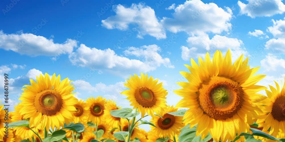 Obraz premium Vibrant Sunflower Field in Full Bloom