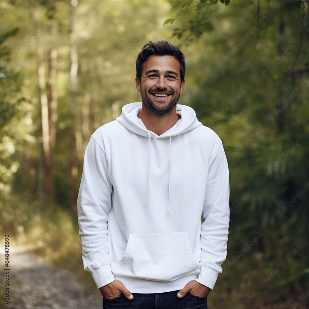 Illustration of a fashion portrait with plain hoodie mockup, AI Generated Illustration of a fashion portrait with plain hoodie mockup, AI Generated
