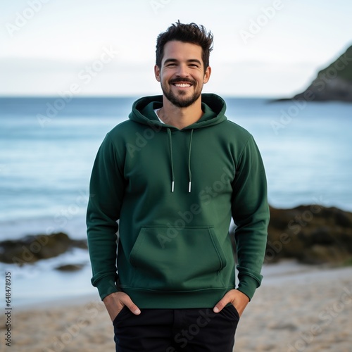 Wallpaper Mural Illustration of a fashion portrait with plain hoodie mockup, AI Generated Torontodigital.ca