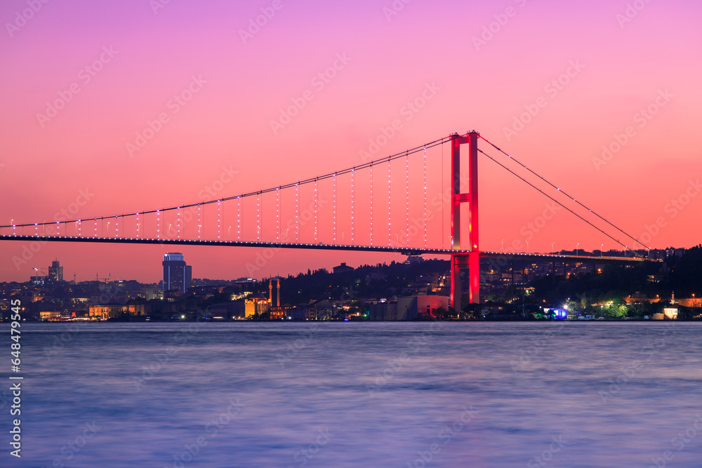 15th July Martyrs Bridge (15 Temmuz Sehitler Koprusu). Istanbul Bosphorus Bridge in Istanbul, Turkey.