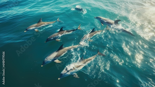 Dolphins swimming in the sea, AI generated Image © musa