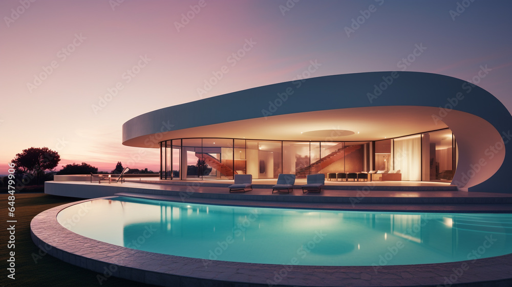  Illustration Of Modern House With Swimming Pool