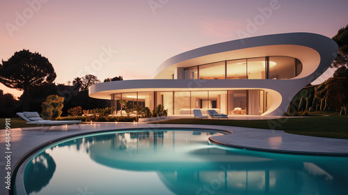  Illustration Of Modern House With Swimming Pool © © Raymond Orton