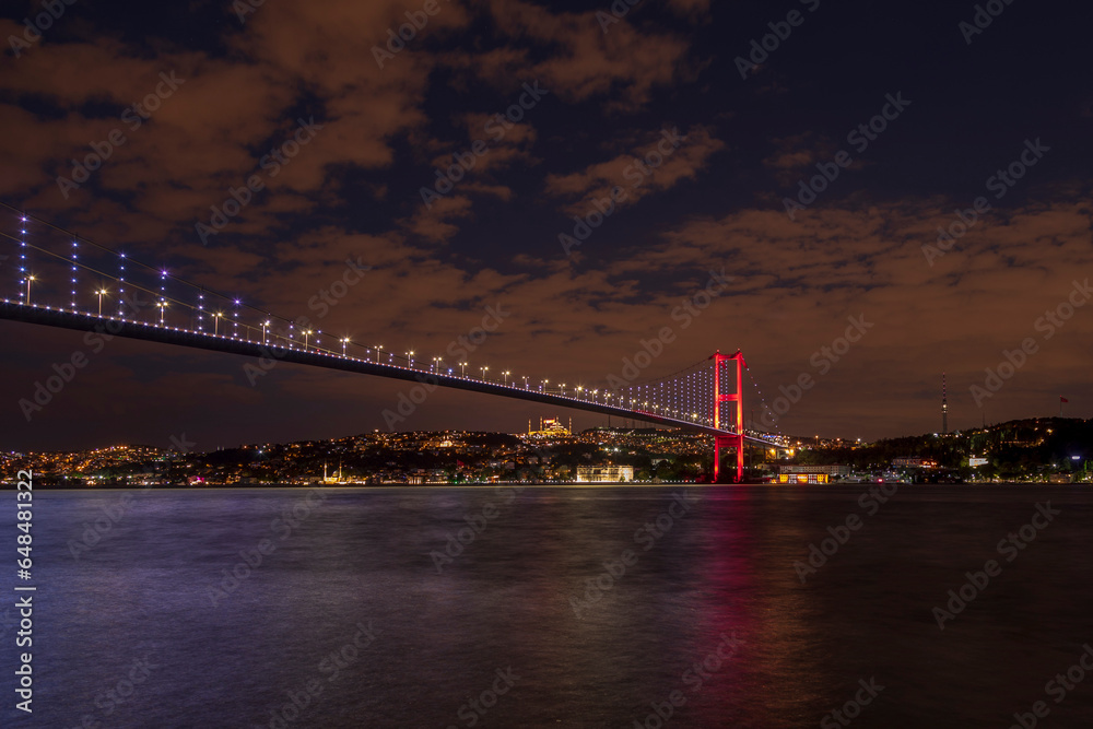 15th July Martyrs Bridge (15 Temmuz Sehitler Koprusu). Istanbul Bosphorus Bridge in Istanbul, Turkey.