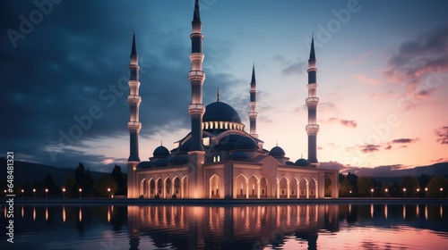 Mosque in the evening sky, AI generated Image