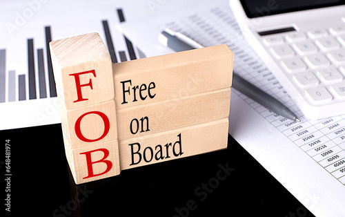 Word FOB made with wood building blocks, business concept