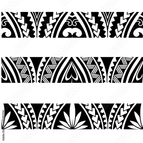 Polynesian armband tattoo stencil. Pattern samoan. Black and white texture. Vector illustration