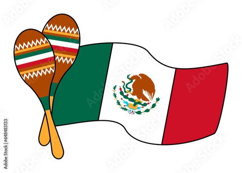 Mexican Maracas with Flag Illustration