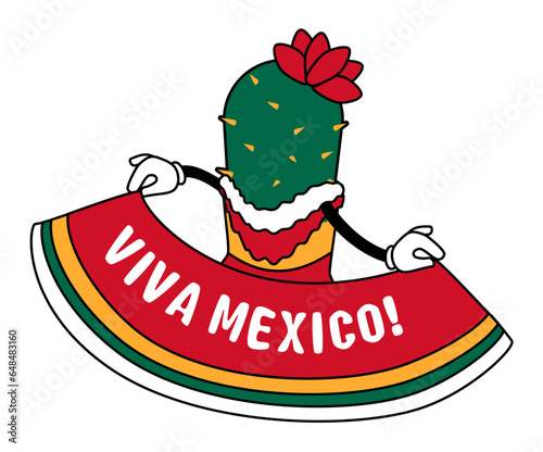 Cactus Wearing Poncho Mexico Illustration – Viva Mexico