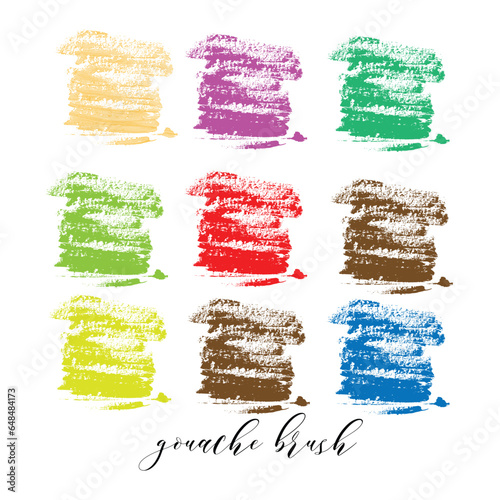 Gouache vector watercolor bruses set with white background photo