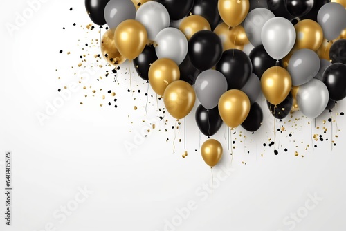 Realistic balloons on white background, Birthday balloons background
