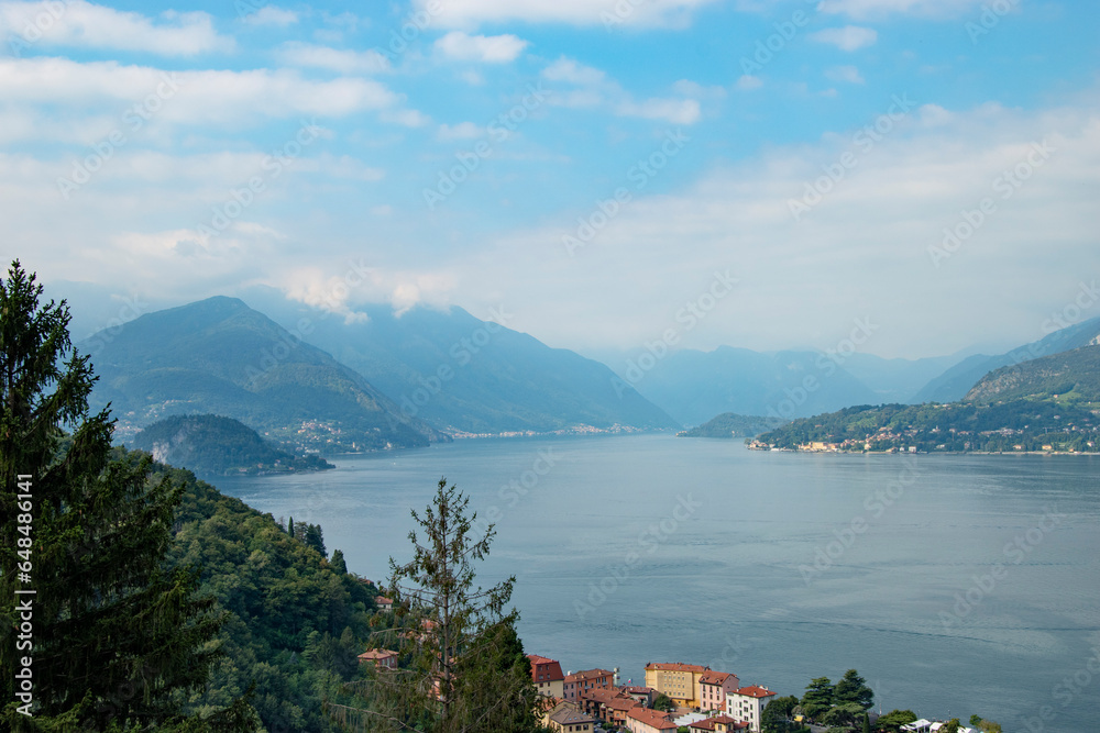 Lake Como, panoramic view of the lake on a summer day, Italy, Europe
