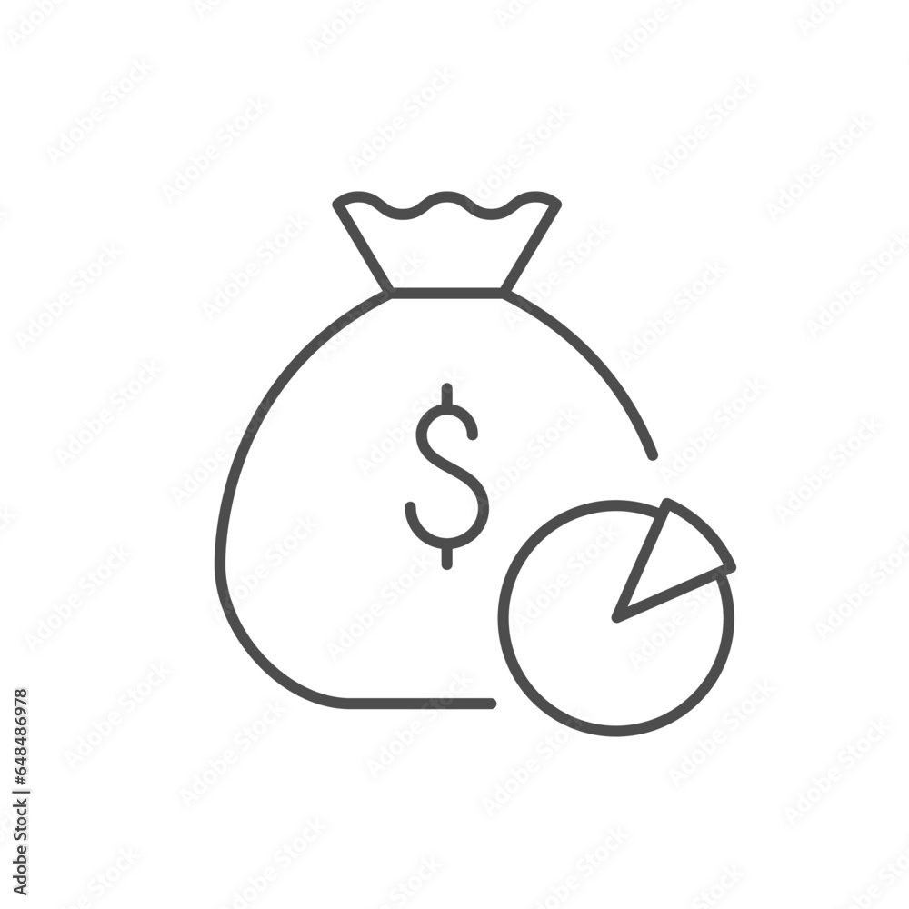 Capital allocation line outline icon Capital allocation line outline icon