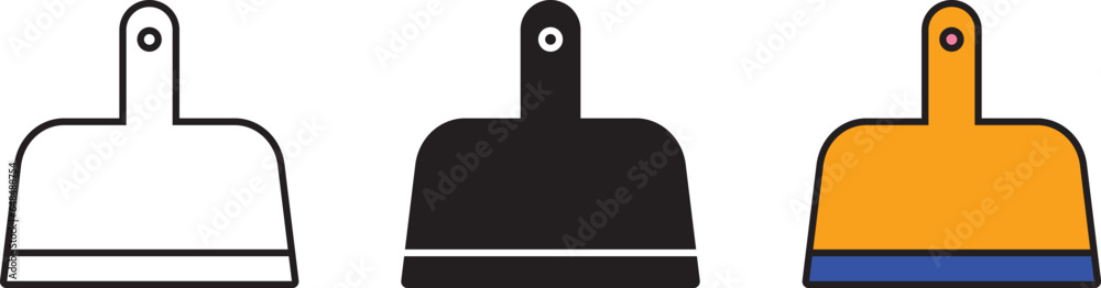 Scoop isolated, lined and colored icon, dustpan icons collection. Vector illustration Scoop isolated, lined and colored icon, dustpan icons collection. Vector illustration
