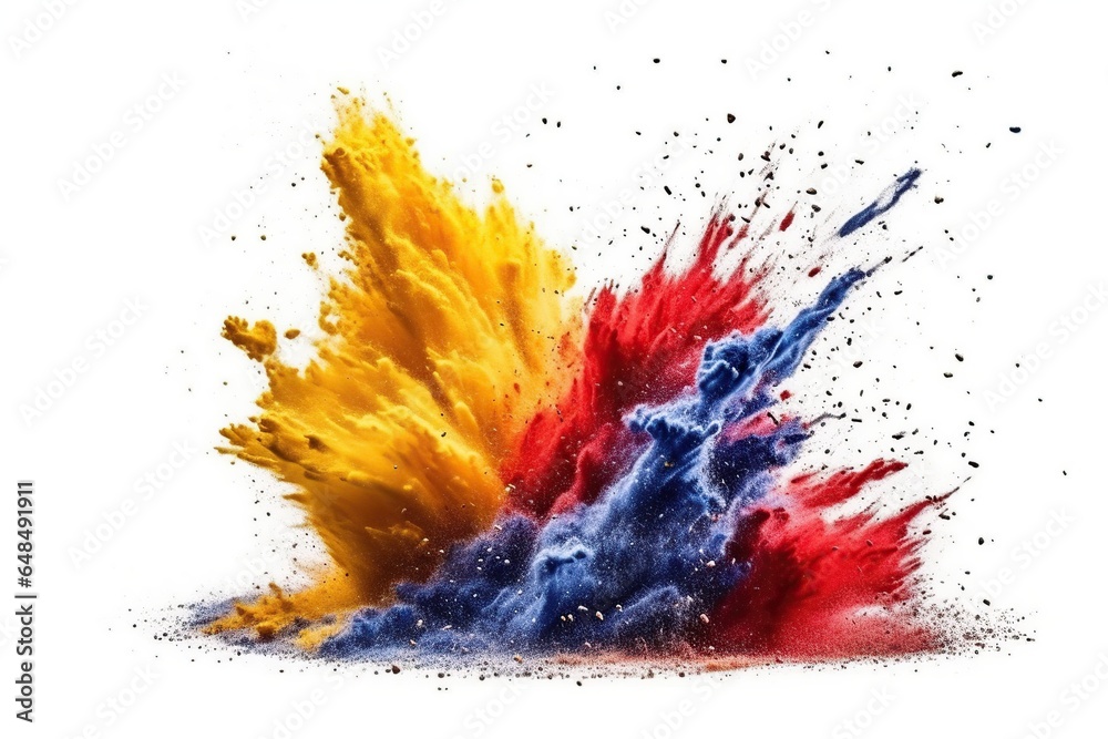 Colorful of powder explosion effect on white background, abstract powder explosion