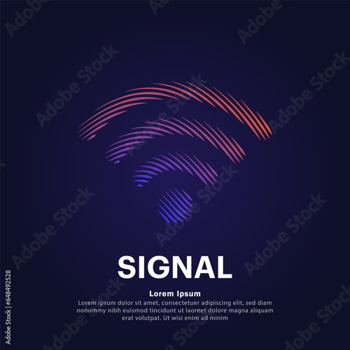simple logo signal sign Illustration in a linear style. Abstract line art wireless Internet Logotype concept icon. WIFI Vector illustration suitable for organization, company, or community. EPS 10