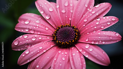 A Pink flower with water droplets floating on it